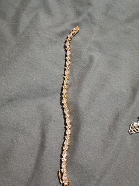 Gold-Tone Crystal Tennis Bracelet - Elegant Women's Jewelry